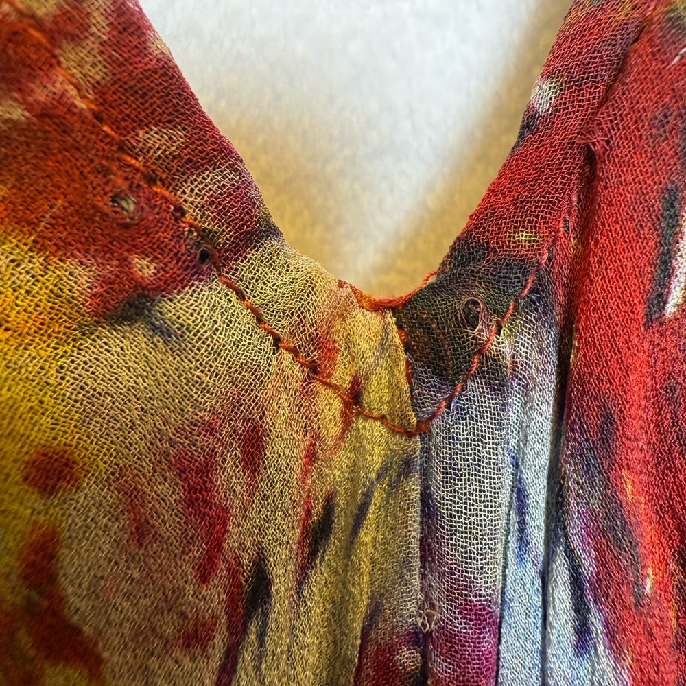 Diane Von Furstenberg Print Sheer Silk Mini Dress with Lining size 14 - Picture 4 of 11